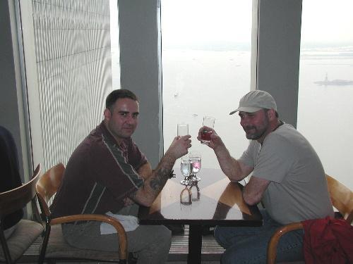 Mick & Paul having brunch at top of WTC