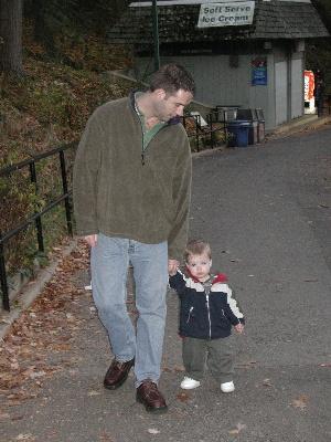 Paul and Connor walking in Zoo