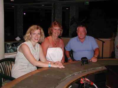 Alison and parents pre dinner drinks